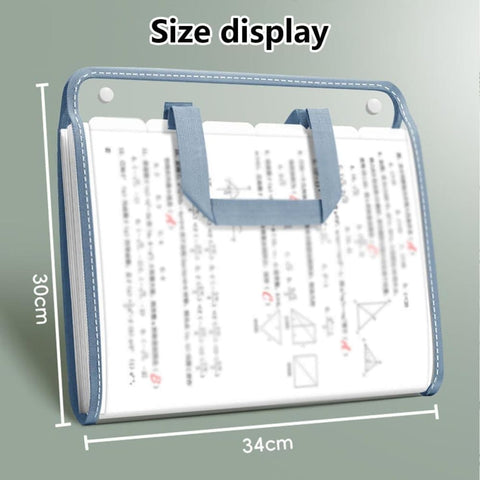 13 Compartments A4 Document Folder, Transparent Waterproof with Snaps, for School and Home, compatible with A4, Green