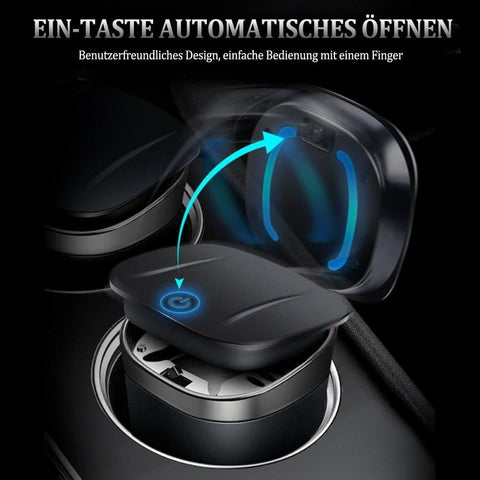 Portable LED Ashtray with Lid, Odorless Automatic Extinguishing Car Ashtray, Compatible with All Brands, Black