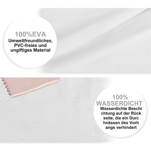 White Waterproof Shower Curtain for Bathroom, 180x180 cm, Mildew Resistant PEVA with 12 Hooks