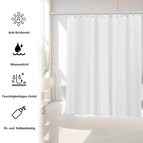 12 Hooks Solid Color Waterproof Shower Curtain for Bathroom, 180x180 cm, Mildew Resistant PEVA, Light Yellow