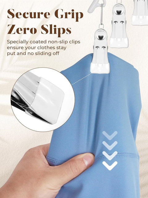 2-Pack Metal Windproof Trouser Skirt Hanger with 15 Clips