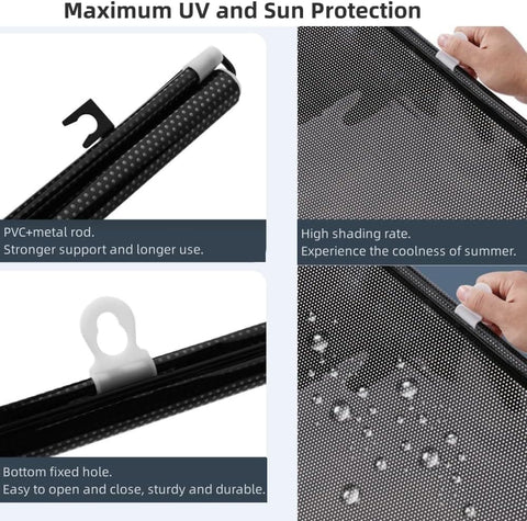 Blackout Curtain with Suction Cups, Removable Window and Car Sunshade, Telescopic Roller Blind, Black and Silver, 40×60cm