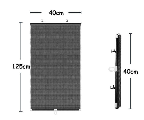 Removable Blackout Curtain Roller Blind with Suction Cups, Telescopic Portable Sunshade for Windows and Cars, 40×125cm, Black