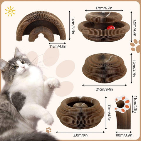 2-in-1 Cat Scratching Mat with Ball and Bell, Interactive Cat Toy, Magnetic Design, Compatible with All Cats, 40x30cm