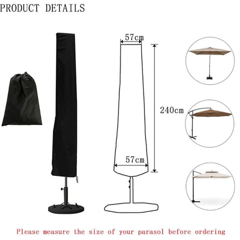 Waterproof Dustproof UV-Protected Parasol Cover, 240x57x57cm