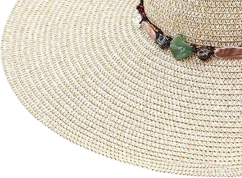 Women's Wide Brim Straw Hat UPF50+ Sun Protection Foldable Beach Hat, Light Blue