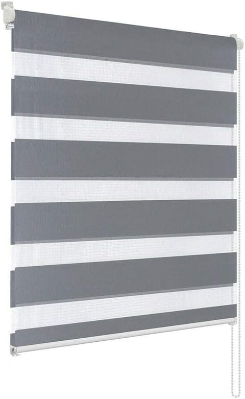 40×150CM Blackout Sun Protection Roller Blind, Blackout Zebra Blind Without Drilling, Gray