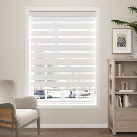 1 PC Zebra Blackout Roller Blind Sun Protection No Drill, 50×150CM, White