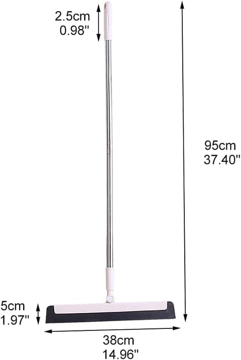 95 cm Floor Scraper with Telescopic Handle, Rotatable for Wet and Dry Use, Compatible with Floors Tiles Windows and Showers, Beige