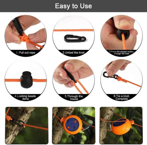 10m Retractable Clothesline, Portable for Indoors and Outdoors, Travel Camping Hotels Gardens, Black
