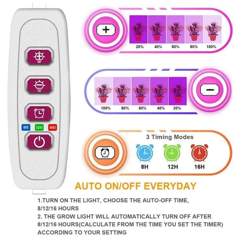 2 pcs USB LED Grow Light 4000K Full Spectrum Plant Lighting with Timer Adjustable, Pink