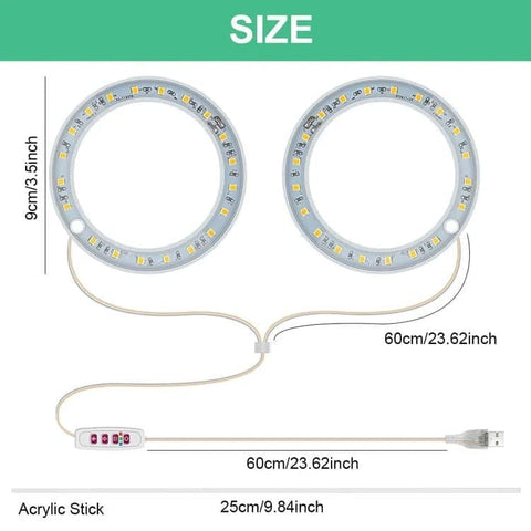 2 pcs USB LED Grow Light 4000K Full Spectrum Plant Lighting with Timer Adjustable, Pink