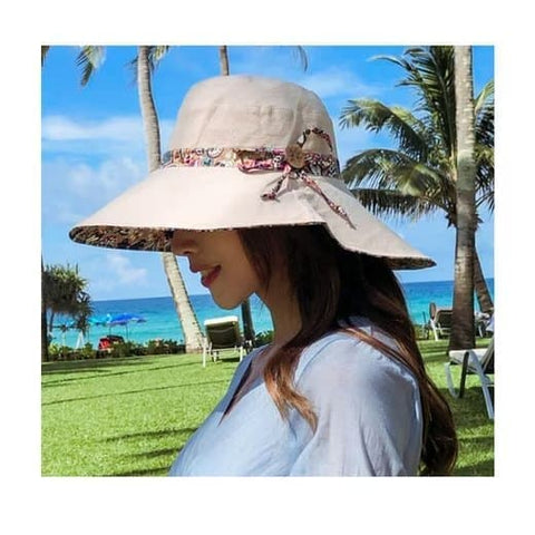 UV Protection Women's Sun Hat Wide Brim Beach Hat Foldable Visor Double-sided Design, Gray