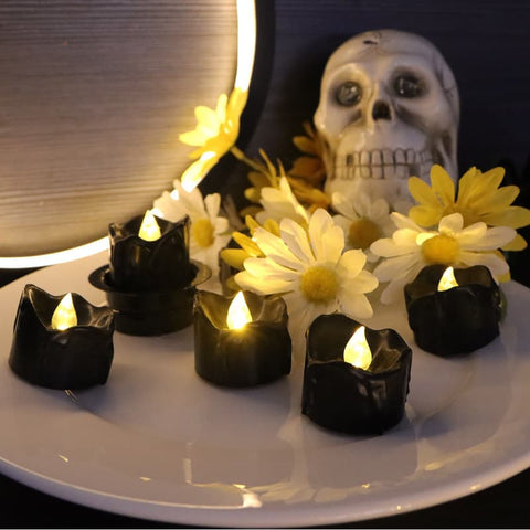 12-Pack Battery Operated LED Tea Lights with 3D Flame, Flameless Candles for Halloween and Party Decoration