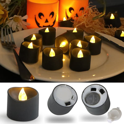 12-Pack Battery Operated LED Tea Lights with 3D Flame, Flameless Candles for Halloween and Party Decoration