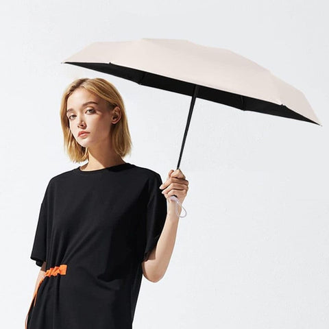 6-Fold Compact UV Protection Umbrella for Sun and Rain, Ultralight with Storage Box, Blue