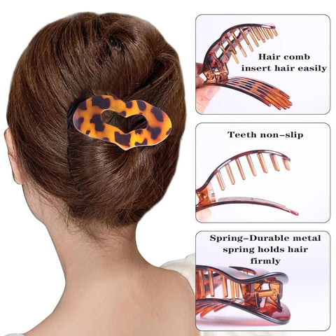 4-Pack Flat Hair Clips, Multicolored, Strong Grip Comfortable Design for Thin and Thick Hair, Oval/Square