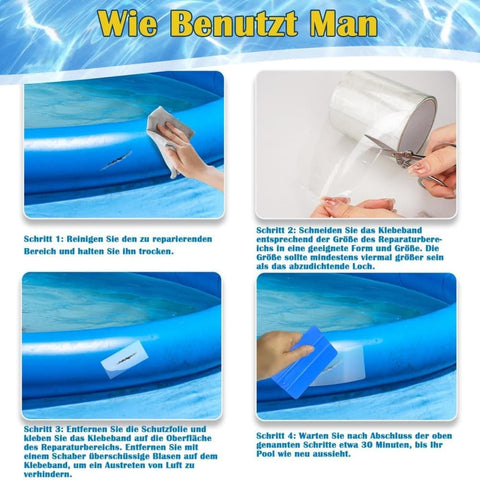 Waterproof Repair Tape 15 cm x 100 cm, Self Adhesive Pool Tape for Leak Sealing and Strong Repairs