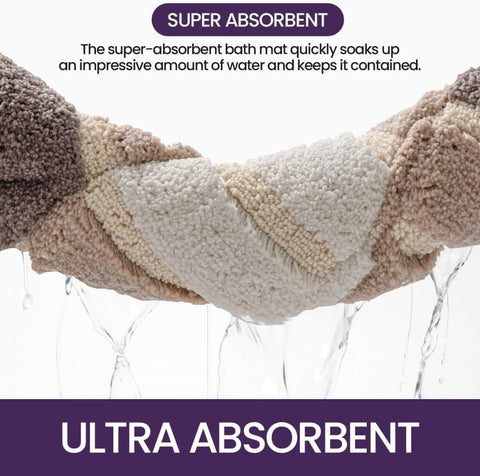 Non-slip bath mat extra soft water-absorbent machine washable, 40x60 cm, beige