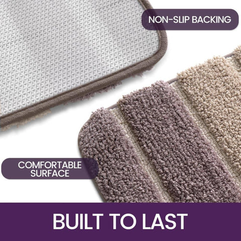 Non-slip bath mat extra soft water-absorbent machine washable, 40x60 cm, beige