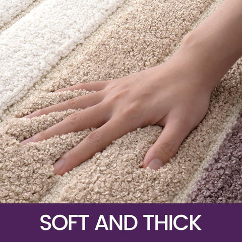 Non-slip bath mat extra soft water-absorbent machine washable, 40x60 cm, beige