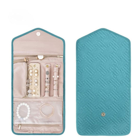Compact Travel Jewelry Box with Compartments, Dark Blue, 23cm