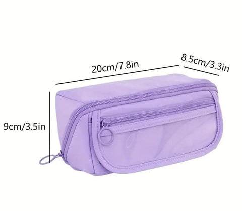 Large Waterproof Pencil Case with Zipper, Multifunctional Travel Pencil Box for Students & Office, Brown