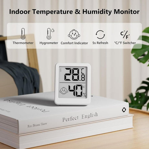 Wireless Thermometer Hygrometer Indoor Outdoor, Black