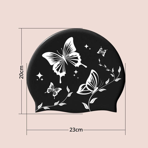 1 Waterproof Silicone Swimming Cap Non-Slip Elastic Comfortable for Adults, One Size, Black