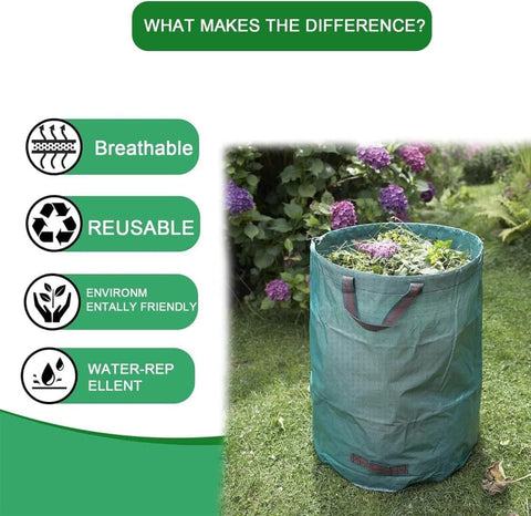 5000L Large Capacity Garden Bags with Handles, Self-Standing and Robust for Leaves Lawn Hedges and Garden Waste, 80 x 100cm