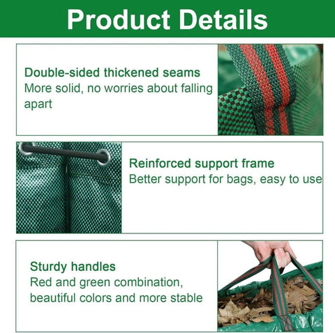 2 Large Capacity Garden Bags with Handles, Self-Standing and Robust for Leaves Lawn Hedges and Garden Waste, 67 x 76cm
