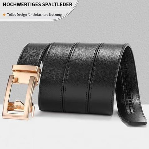 Unisex Leather Belt with Adjustable Buckle, 115/125 cm, Gray