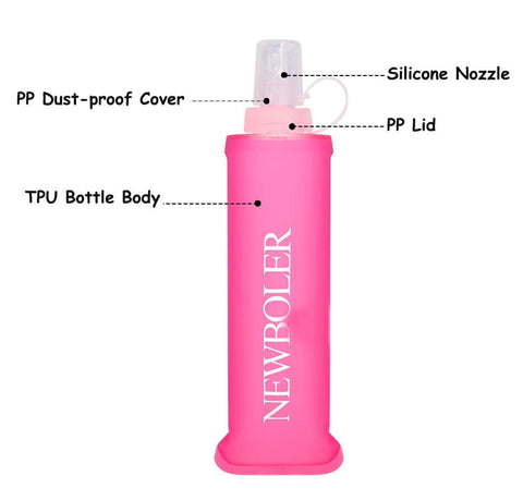 500ML Foldable Water Bottle BPA-Free Soft Bottle for Marathons Camping Hiking, 500ml, Orange