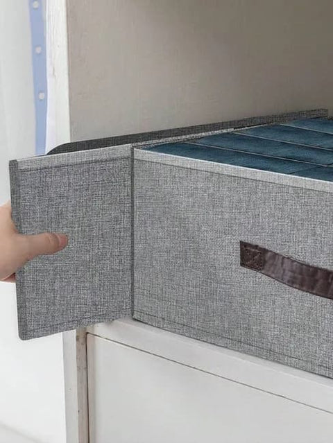 Collapsible Stackable Storage Box with Compartments and Reinforced Handles for Clothes Toys