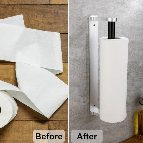 Aluminum Self-Adhesive Paper Towel Holder, No Drilling Required, Silver, 32.5x9.8cm