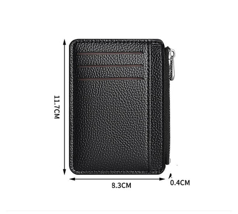 6 Card Slots Zipper Wallet, Thin Durable Water Repellent Card Holder Scratch Resistant Easy to Carry, Brown