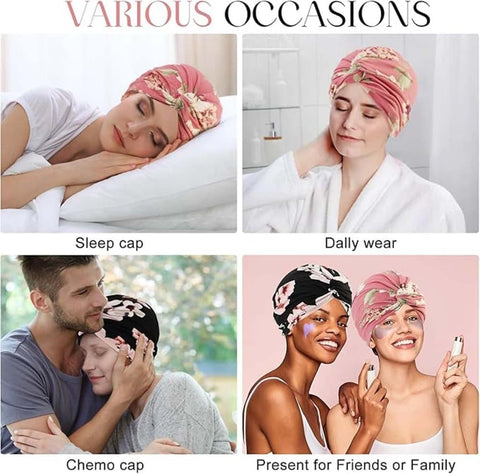 2-Pack Lightweight Breathable Elastic Sleeping Cap, Soft Stretchy Comfortable Night Cap, Cozy Sleeping Hood, 2-Pack