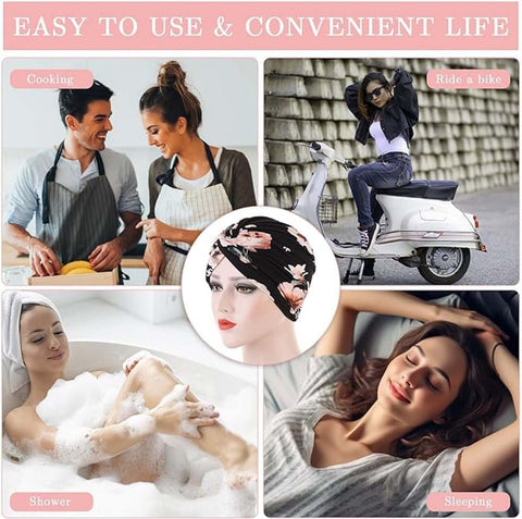 2-pack lightweight breathable elastic sleeping cap, soft and cozy night hood, one size