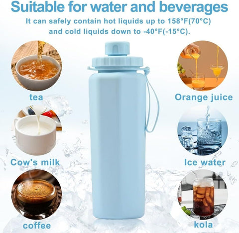 1 Foldable Water Bottle 600ml BPA-Free Lightweight for Travel Gym Camping, Green