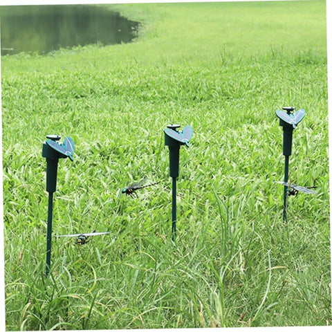3 pcs Solar Powered Dragonfly Clips Insect Repellent Garden Decoration, Realistic PVC Weatherproof, Compatible with Outdoor Decor