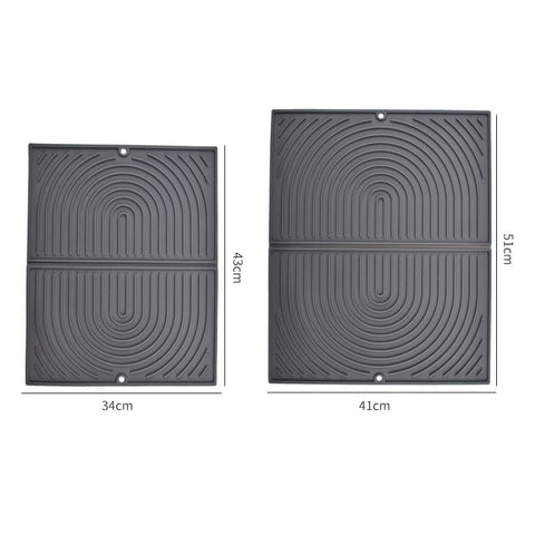 Non-Slip Silicone Kitchen Counter Mat, Foldable Water Drainage Wiping Mat, Grey, 43cm x 34cm