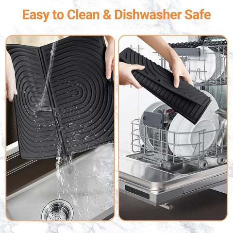 Non-Slip Foldable Silicone Kitchen Counter Mat with Water Drainage, 51cm x 41cm, Grey