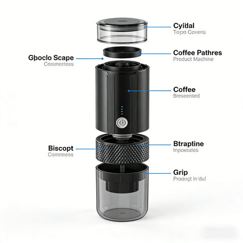 Portable Handheld Coffee Maker, compatible with K Cup Capsules and Ground Coffee, Manually Operated for Camping Travel