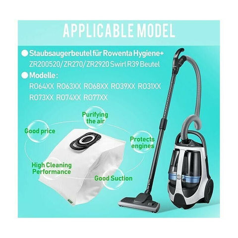 10 Bags Vacuum Cleaner Bags Compatible with Rowenta ZR200520 ZR200720 RO64xx RO63xx RO68xx RO39xx