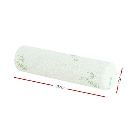 Memory Foam Neck Roll Pillow with Bamboo Cover, Cervical Support Bolster Cushion