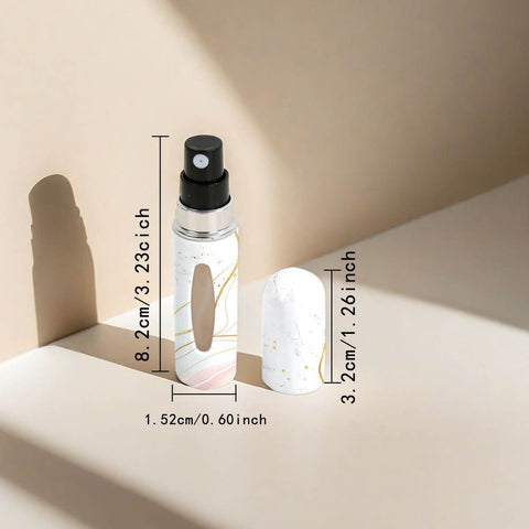 3 Pack 5ml Travel Perfume Atomizer Bottles, Leakproof Bottom-Fill Spray Set, Champagne Marble