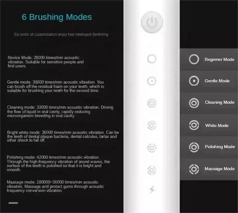Sonic Electric Toothbrush Set with 4 Replacement Heads and USB Charging Cable, White