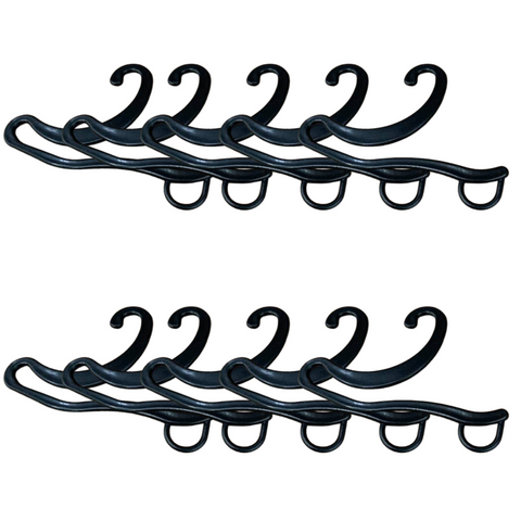 10 Pack Plastic Sock Hangers with Front Hooks, Retail Display Hanging Clips, Black