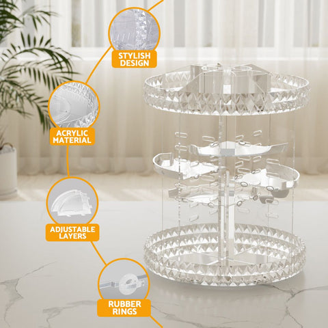 Rotating Acrylic Makeup Organizer, Cosmetic Storage Display Holder