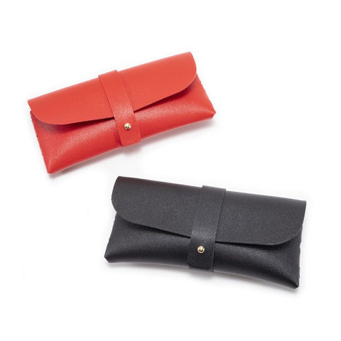 3-Piece PU Leather Eyeglass Case Set, Soft Protective Pouches for Sunglasses and Reading Glasses, Black